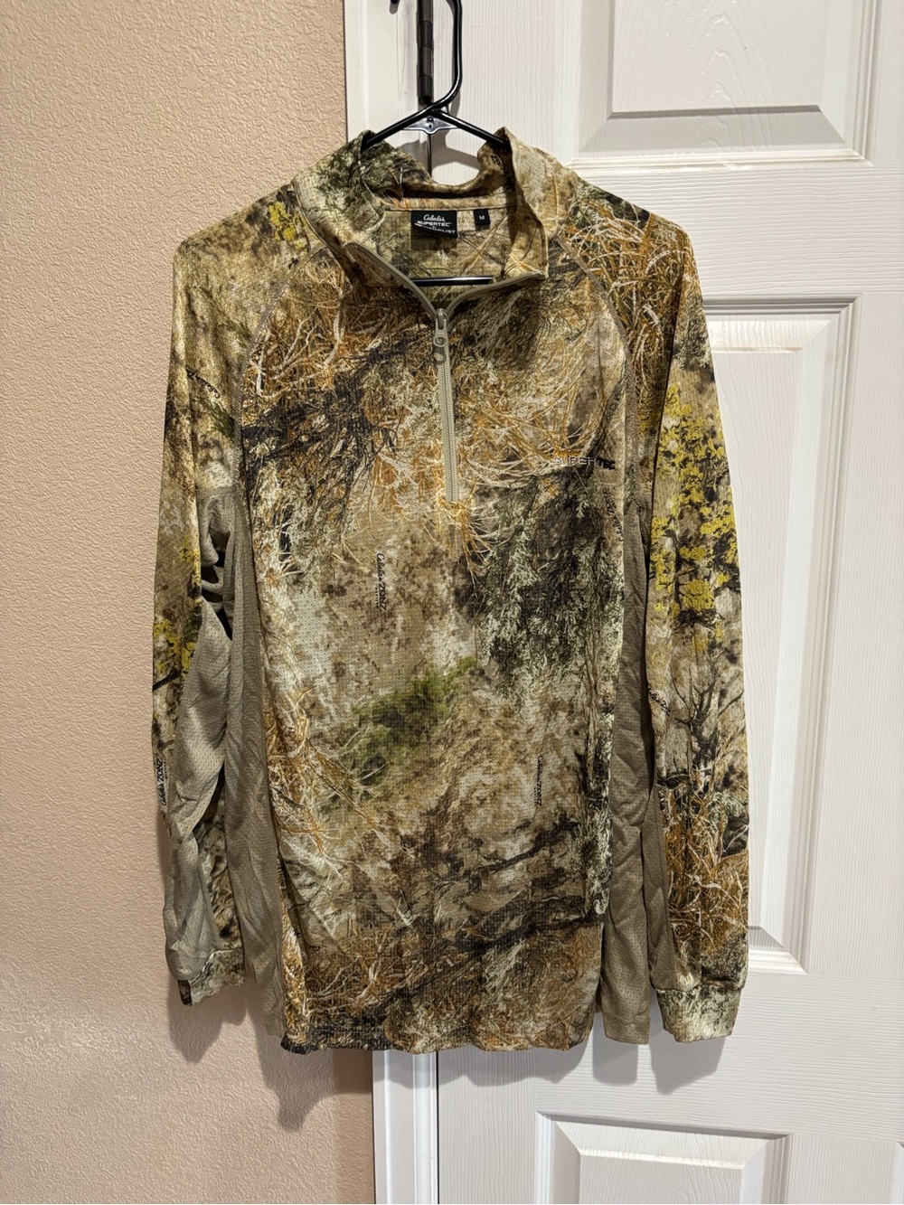 Cabela's Men's Camo Quarter-Zip Performance Pullover - Brown/Green